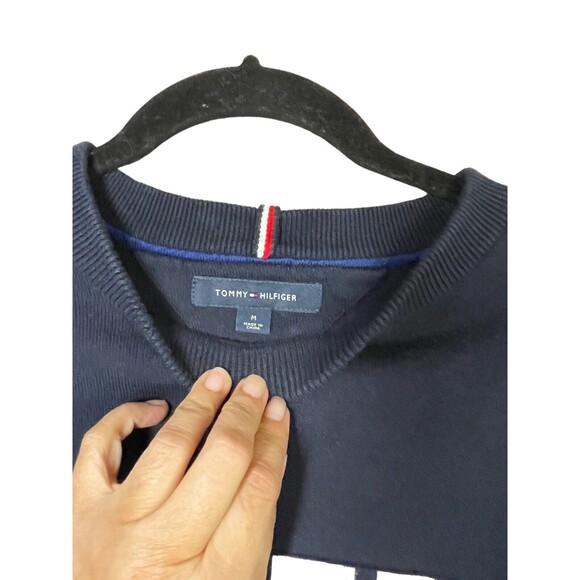 VTG Tommy Hilfiger Mens‎ Tommy Jeans Navy Cheers Pullover Sweater Size M - Picture 4 of 10